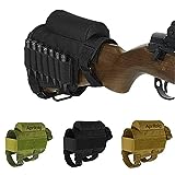 Rifle Buttstock, Adjustable Tactical Cheek Rest Pad Ammo Pouch with 7 Shells Holder for Hunting Shooting