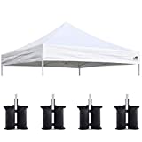 Eurmax USA Canopy Replacement Top Only,10x10 Pop Up Canopy Tent Top Cover,Choose 30 Colors,Bonus 4PC Pack Canopy Weight Bag (White)