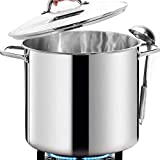 HOMICHEF 16 Quart LARGE Stock Pot with Glass Lid - NICKEL FREE Stainless Steel Healthy Cookware Stockpots with Lids 16 Quart - Mirror Polished Induction Pot - Commercial Grade Soup Pot Cooking Pot