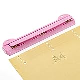 WORKLION 3 Ring Hole Puncher for Binders,Pink,with 10' Ruler, Plus Paper-chip Tray Design,Paper line up Guide,5 Sheets Capacity…
