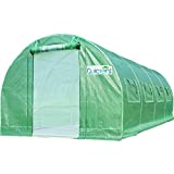 Quictent Upgraded 20’x10’x6.6’ Portable Greenhouse 2 Zipper Mesh Doors 7 Crossbars Large Walk-in Galvanized Steel Heavy Duty Green Gardening Plant Hot Outdoor House +20 Stakes 4 Ropes