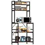 VEVOR Kitchen Baker's Rack, 5-Tier Microwave Stand with 6 Hooks Utility Storage Shelf, Industrial Bakers Racks for Kitchens with Storage, Standing Kitchen Rack for Home Bar, Coffee Bar, Dining Room