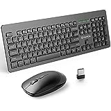 Wireless Keyboard and Mouse Combo, SBARDA Full Size Compact Silent 2.4 GHz Wireless Keyboard and Mouse with 13 Multimedia Shortcut Keys for Desktops/Laptops/Mac, Black