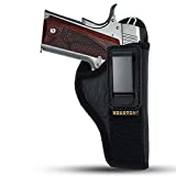 IWB TUCKABLE Gun Holster by Houston - ECO Leather Concealed Carry Soft Material | Suede Interior for Maximum Protection | FITS 1911 5'& 4', Browning 9 mm (Right)
