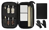 CORQUE Shotgun Cleaning Kit 12 & 20 Gauge — Black Compact Case with Brass Rod and Jags, Bronze Brushes, Mops, Cloth Patches, Bore Flexible Nylon Cable, Metal Accessories – Silicone Mat and Gloves
