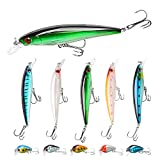 Fishing Lures Kit Minnow Lures Minnow Crank Bait Fishing Tackle Topwater Baits for Bass Trout Saltwater/Freshwater, 10pcs