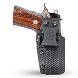Concealed Carry Iwb Kydex Holster - by Houston | Lined Inside for Strong Retention and Protection | Reinforced Plastic Clip | Lightweight | Fits 1911 4' (Carbon Fiber)