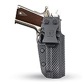 Concealed Carry Iwb Kydex Holster - by Houston | Lined Inside for Strong Retention and Protection | Reinforced Plastic Clip | Lightweight | Fits 1911 5' (Carbon Fiber)