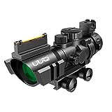 UUQ Prism 4x32 Red/Green/Blue Triple Illuminated Rapid Range Reticle Rifle Scope W/ Top Fiber Optic Sight and Weaver Slots