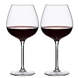 LUXU Wine Glasses set of 2,Lead-free Crystal Wine Glasses(23oz)，Premium Wine glasses For Pinot Noir/Burgundy/Chardonnay,Old World Classics Design(Pinot Noir)