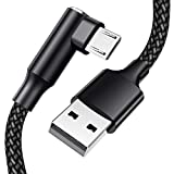 EWUONU Micro USB 90 Degree Cable [2 Pack 10FT] for Fire 7 HD8, Samsung Tablets, Galaxy S7 S6 Edge J8 J7, Xbox One, PS4 Controllers, Camera and More – Right Angled Micro USB Charging Cable