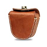 Kosibate Ammo Pouch, Genuine Leather Ammo Bag for .22 22lr .38 .45 Hunting Vintage Belt Gun Ammo Carrier Pouch(Bronze)