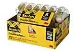 Scotch Double Sided Tape, Great for Gift Wrapping, 1/2 in x 500 in, 6 Dispensered Rolls (6137H-2PC-MP)