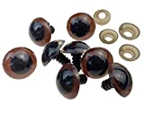 100PCS Brown Plastic Safety Screw Eyes Craft Eyes with Washer for DIY Toy Teady Bear Puppet Doll Making Accessories Supply (Diameter 10mm)