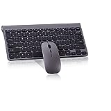 Wireless Keyboard and Mouse Combo, Compact Quiet Wireless Keyboard and Mouse Set 2.4G Ultra-Thin Sleek Design for Windows, Computer, Desktop, PC, Notebook, Laptop (Black+Grey)