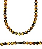 Auras by Osiris Mens Necklaces Beaded Necklace Gemstone Jewelry 19/24/30 Inch Crystal Healing Necklace 6/8/10/12/14/16mm Protection Stones (19, 04: 8mm Yellow Tiger Eye)