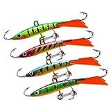 Fishing Lures Set, Ice Fishing Lures with 3 Sharp Hooks Winter Lifelike Fishing Baits Balanced Jigging Lures Kit for Crappie, Yellow Perch, Walleye, Pike and Lake Trout