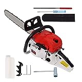 20-Inch Gas Chainsaw Powered 52cc 2-Cycle Heavy duty Aluminum Crankshaft for Cutting Wood Outdoor Garden Farm Home with Tool Kit Petrol Gasoline Chain Saw