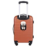 Wrangler Smart Luggage Set with Cup Holder and USB Port, Burnt Orange, 20-Inch Carry-On