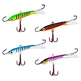 KINBOM 4pcs Fishing Lures Jigs, Ice Fishing Lures with 3 Sharp Hooks Lifelike Winter Fishing Baits Ice Jigging Lures for Crappie Bluegill Bass Walleye