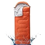 Sleeping Bags for Adults, Teens & Kids - Use for 3-4 Seasons, Warm & Cold Weather - Lightweight, Portable, Waterproof, Use for Backpacking, Hiking and Camping (Mandarin Red/Right Zip)