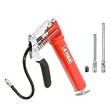 ARES 53011 – 3oz Pistol Grip Mini Grease Gun – Includes 12-Inch Flex Hose and 4-Inch and 6-Inch Straight Extensions – 3000 PSI Working Pressure Rating