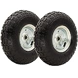 4.10/3.50-4' Tire and Wheel with 10' Inner Tube-5/8' Axle Bore Hole-1 3/4' Offset Hub-Double Sealed Bearings Replacement for Hand Trucks Gorilla Cart-10' All Purpose Utility Air Tires/Wheels