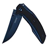 Kershaw Outright Pocketknife (8320); 3-inch Upswept 8Cr13MoV Steel Blade in Brilliant Blue; PVD Coated Steel Handle with G10 Front Overlay; SpeedSafe Assisted Opening; Deep Carry Pocketclip; 4 oz.