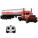 Vokodo RC Semi Truck and Trailer 18 Inch 2.4Ghz Fast Speed 1:16 Scale Rechargeable Battery Remote Control Tractor Tanker Hauler Car Big Rig 18 Wheeler Toy for 3 4 5 6 7 8 Year Old Boys Kids (Orange)