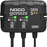 NOCO Genius GEN5X2, 2-Bank, 10-Amp (5-Amp Per Bank) Automatic Waterproof Smart Marine Charger, 12V Onboard Battery Charger, Battery Maintainer and Battery Desulfator with Temperature Compensation