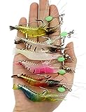 Avlcoaky Shrimp Lure Bass Fishing Saltwater, Glow Soft Artificial Shrimp Baits for Speckled Trout, Flounder, Redfish