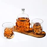 Transparent Creative Whiskey Decanter Set Bottle with 2 Wine Glasses 150ml for liquor, Bourbon, Scotch, Vodka, Christmas Gift for Men Women (750ml)