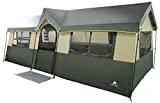 Spacious and Comfortable Ozark Trail Hazel Creek 12 Person Cabin Tent,with Two Closets with Hanging Organizers,Room Dividers,Mud Mat,E-Port and Rolling Storage Duffel for Convenience,Green