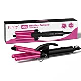 FARERY Mini Waver Curling Iron, 3 Barrel Curling Iron 1/2 Inch, Mini Hair Crimper with Dual Voltage, Hair Waver with Keratin&Argan Oil Infused, Crimper Hair Iron for Beach Waves, Pouch Bag