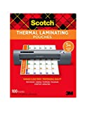 Scotch Thermal Laminating Pouches, 100 Count-Pack of 1, 8.9 x 11.4 Inches, Letter Size Sheets (TP3854-100)