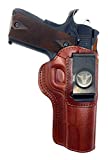 Cardini Leather - IWB Leather Gun Holster, Fits Most 1911 Style Handguns, Accessories for Kimber, Colt, S&W, Remington, Ruger, Open and Concealed Carry Gun Holsters - Brown, Right Hand