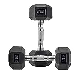 10 Lb Dumbbell Set of 2, Hand Weights Rubber Encased Dumbbell Pair, Basics Exercise Fitness Hex Dumbbells with Metal Handle for Men Women Home Gym Full Body Workout Strength Training(US Stock)