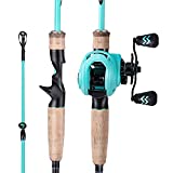 Sougayilang Fishing Rod and Reel Combo, 2-Piece M/MH Fishing Pole with Baitcasting Reel Set, Baitcaster Combo-6.9ft with Left Hand Reel