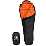 Hyke & Byke Eolus 0 F Hiking & Backpacking Sleeping Bag - 4 Season, 800FP Goose Down Sleeping Bag - Ultralight - Black/Clementine - 87 in - Long