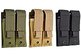Byupin 3pc Molle Double Pistol Mag Pouch Single Double Stack Magazine for 9mm/.40 Calibers Glock S&W M&P, Sig 226 / 229, and Springfield 1911