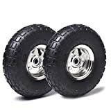(2 Pack) AR-PRO 10' Heavy-Duty Replacement Tire and Wheel - 4.10/3.50-4' with 10' Inner Tube, 5/8' Axle Bore Hole, 2.2' Offset Hub and Double Sealed Bearings for Hand Trucks and Gorilla Cart