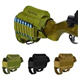 Rifle Buttstock, Adjustable Tactical Cheek Rest Pad Ammo Pouch with 7 Shells Holder for Hunting Shooting