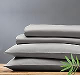 California Design Den 100% Bamboo Sheets, Queen Size Bed Luxury Silk Sheets, 4 Piece Sheet Set, Cooling Sheets, Silver Gray Bedsheets with Snug Fitted Deep Pockets (Queen, Silver Gray )