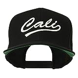e4Hats.com Cali Embroidered Flat Bill Cap - Black OSFM