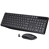 Wireless Keyboard and Mouse Combo, COLIKES 2.4G USB Cordless Mouse and Keyboard, 3 Level DPI Slim Ergonomic Mouse, Responsive Plug & Play for Computer Laptop PC - Full Size, Black