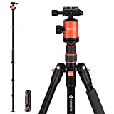 GEEKOTO 77’’ Tripod, Camera Tripod for DSLR, Compact Aluminum Tripod with 360 Degree Ball Head and 8kgs Load for Travel and Work
