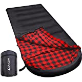 HiZYNICE 0 Degree Sleeping Bag 100% Cotton Flannel for Adults Winter Cold Weather Camping Extra Large Wide XXL,Black Right Zip,90' x 39'