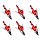OTW B34 Hunting Broadhead 2 Spring Slide Blade Broadheads 100 Grain Up to 2.1 inch Cutting Diameter Arrow Mechanical Compatible with Crossbow and Compound Bow (6 Pack)