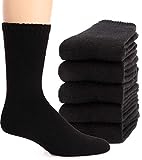 MOGGEI Mens Merino Wool Socks Winter Warm Thermal Thick Hiking Heavy Boot Cozy Soft Gift Socks 5 Pairs for Cold Weather(Black)