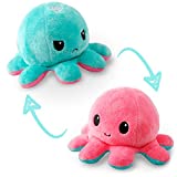 TeeTurtle | The Original Reversible Octopus Plushie | Patented Design | Light Pink and Light Blue | Show your mood without saying a word!